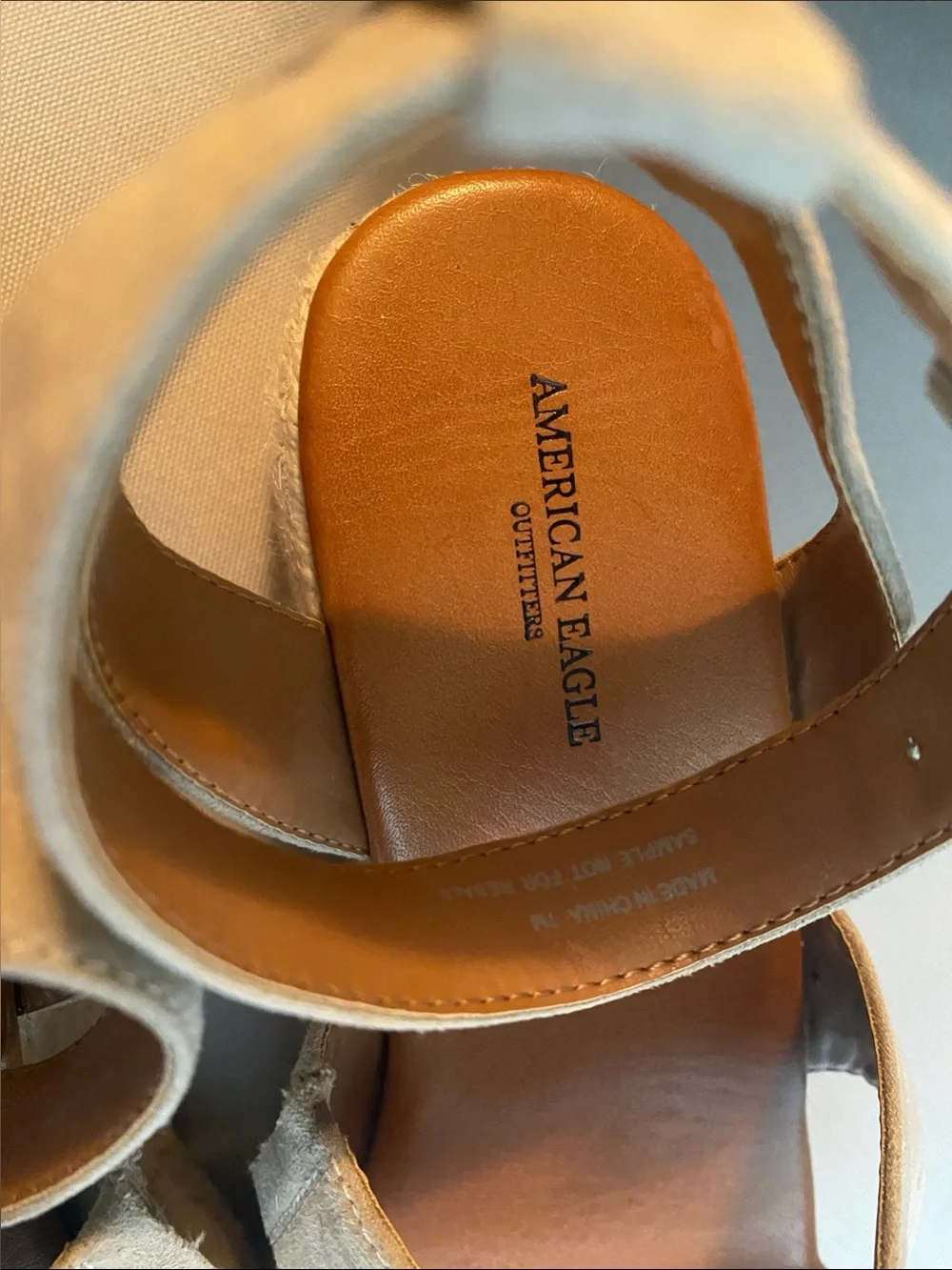 American Eagle Outfitters tan suede espadrille wedge sandals - size 7